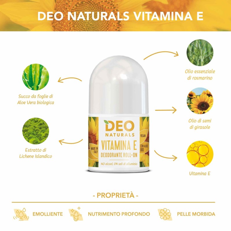 Confezione sigillata di Deodorante Roll-on Idratante alla Vitamina E 50 ml Confezione sigillata di Deodorante Roll-on Idratante alla Vitamina E 50 ml
