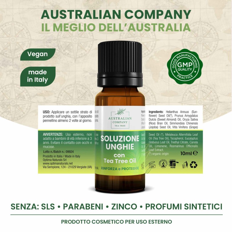 Foto della confezione di Soluzione Unghie Rinforzante al Tea Tree Oil 10 ml Foto della confezione di Soluzione Unghie Rinforzante al Tea Tree Oil 10 ml