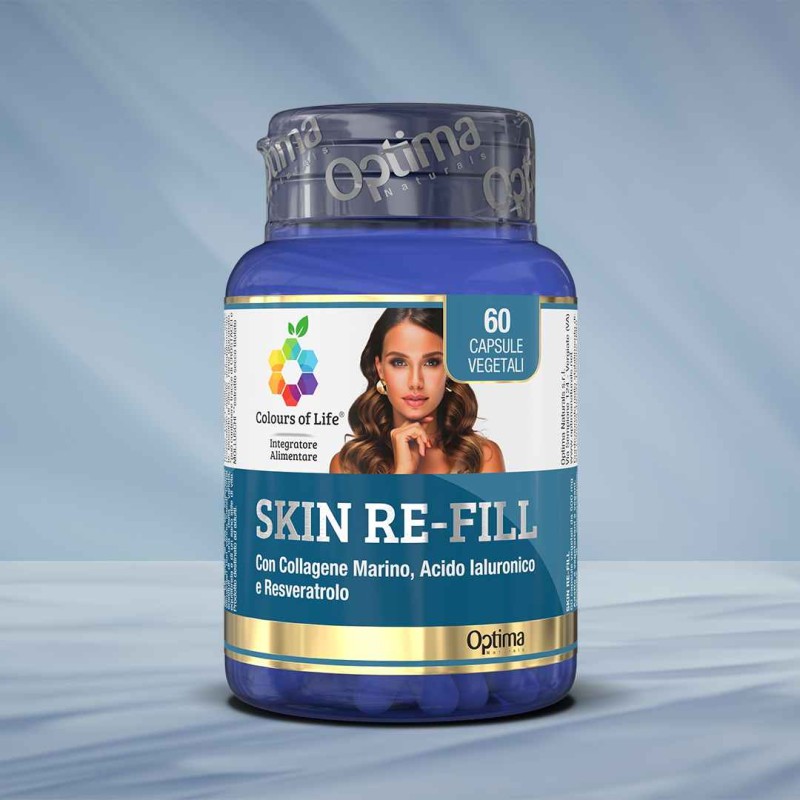Immagine della scatola di Skin Re-Fill Integratore per la Pelle 60 Capsule Vegetali Immagine della scatola di Skin Re-Fill Integratore per la Pelle 60 Capsule Vegetali