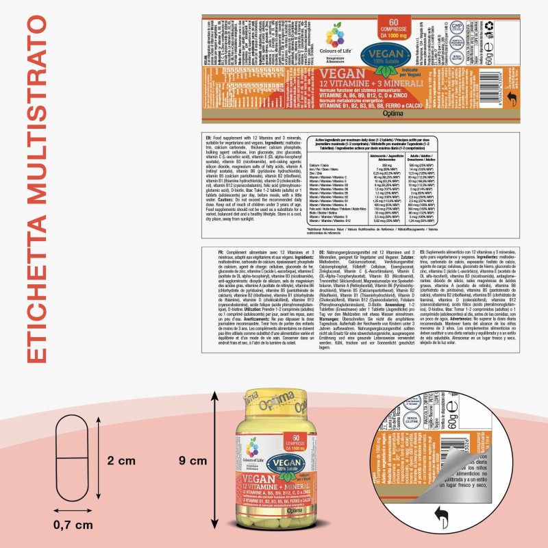 Packaging del prodotto Vegan Integratore Ricostituente 60 Compresse Packaging del prodotto Vegan Integratore Ricostituente 60 Compresse