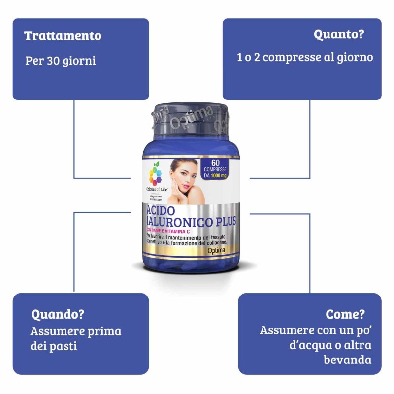 Foto esplicativa di Acido Ialuronico Plus per Pelle 60 Compresse Foto esplicativa di Acido Ialuronico Plus per Pelle 60 Compresse