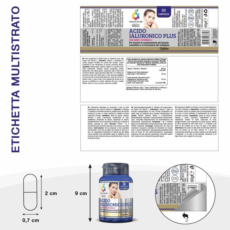 Packaging integro del prodotto Acido Ialuronico Plus per Pelle 60 Compresse Packaging integro del prodotto Acido Ialuronico Plus per Pelle 60 Compresse