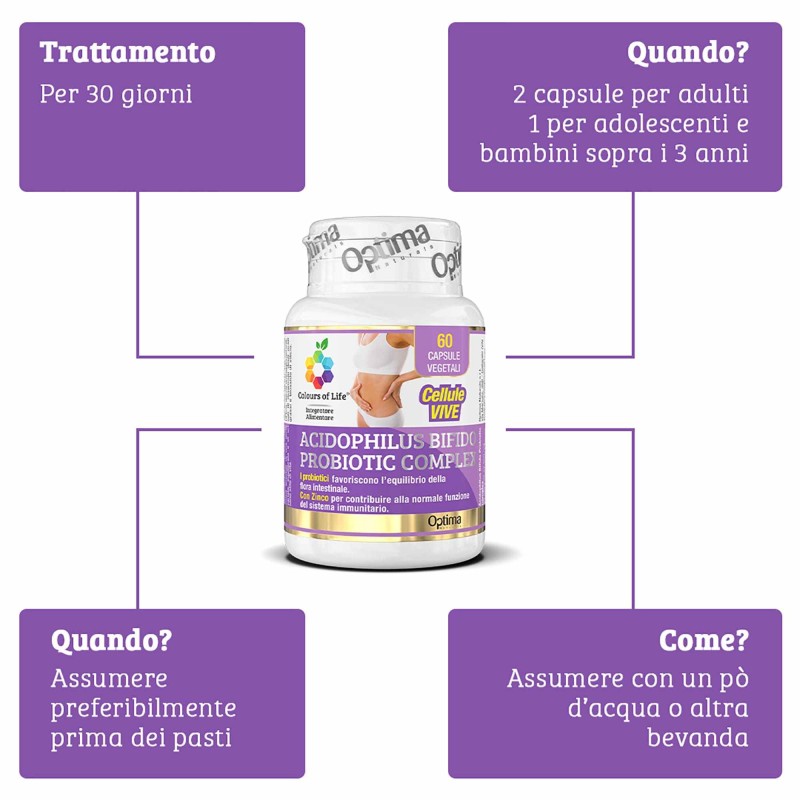 Confezione commerciale di Acidophilus-Bifido Complex Equilibrio Intestinale 60 Capsule Confezione commerciale di Acidophilus-Bifido Complex Equilibrio Intestinale 60 Capsule