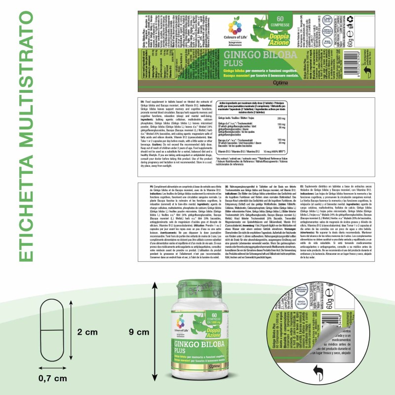 Presentazione grafica di Ginkgo Biloba Plus Mente 60 Compresse 1000mg Presentazione grafica di Ginkgo Biloba Plus Mente 60 Compresse 1000mg