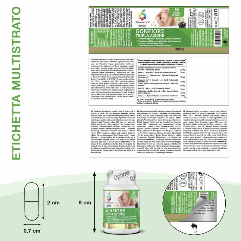 Immagine reale di Gonfiore Integratore per Intestino 60 Capsule Immagine reale di Gonfiore Integratore per Intestino 60 Capsule