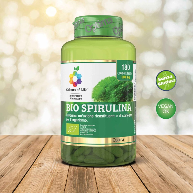 Confezione commerciale di Bio Spirulina Integratore per Pelle 180 Compresse Confezione commerciale di Bio Spirulina Integratore per Pelle 180 Compresse