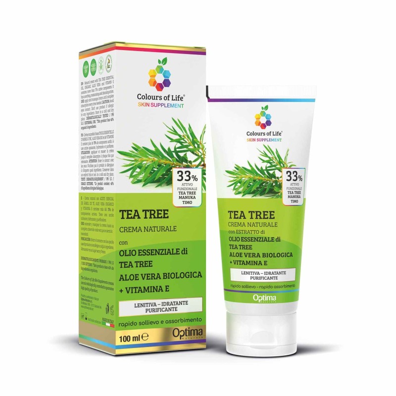 Foto esplicativa di Tea Tree Crema per Acne 100ml Foto esplicativa di Tea Tree Crema per Acne 100ml