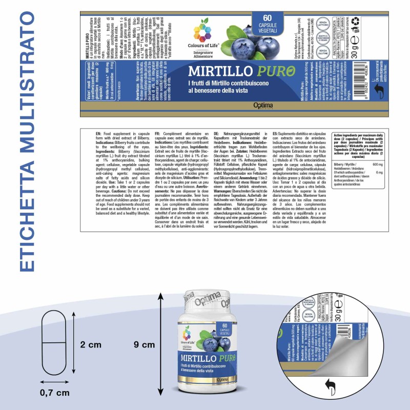 Pack ufficiale del prodotto Mirtillo Puro Integratore per Vista 60 Capsule Pack ufficiale del prodotto Mirtillo Puro Integratore per Vista 60 Capsule