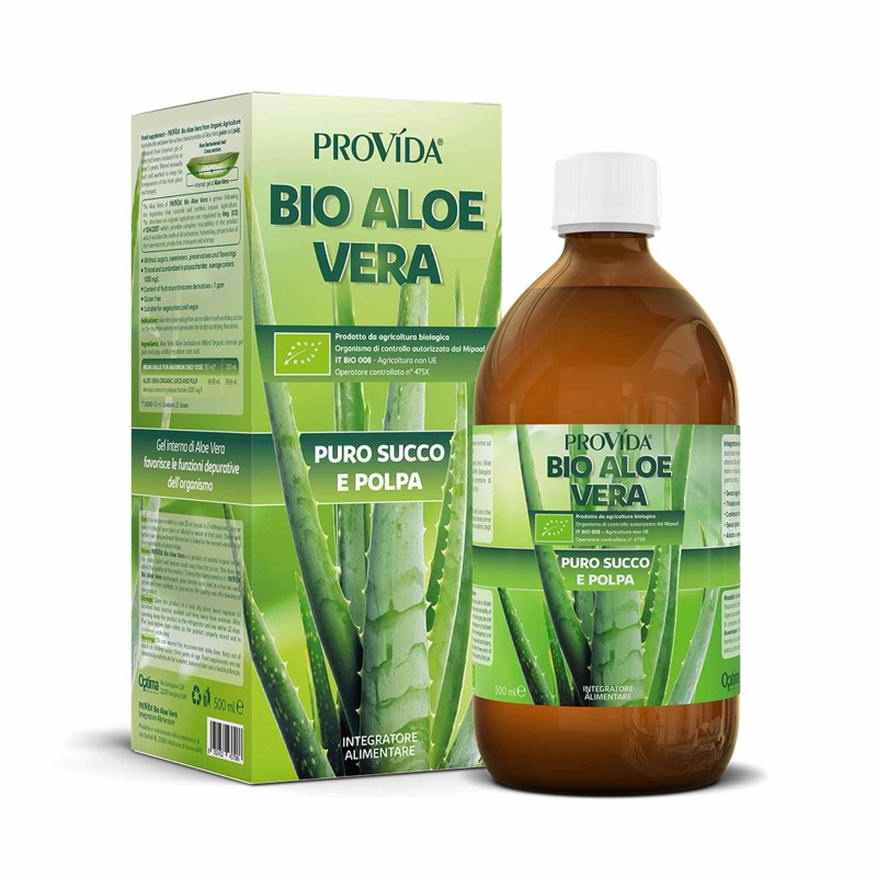 Pack ufficiale del prodotto Provida Bio Aloe Vera Puro Succo e Polpa 500ml Pack ufficiale del prodotto Provida Bio Aloe Vera Puro Succo e Polpa 500ml
