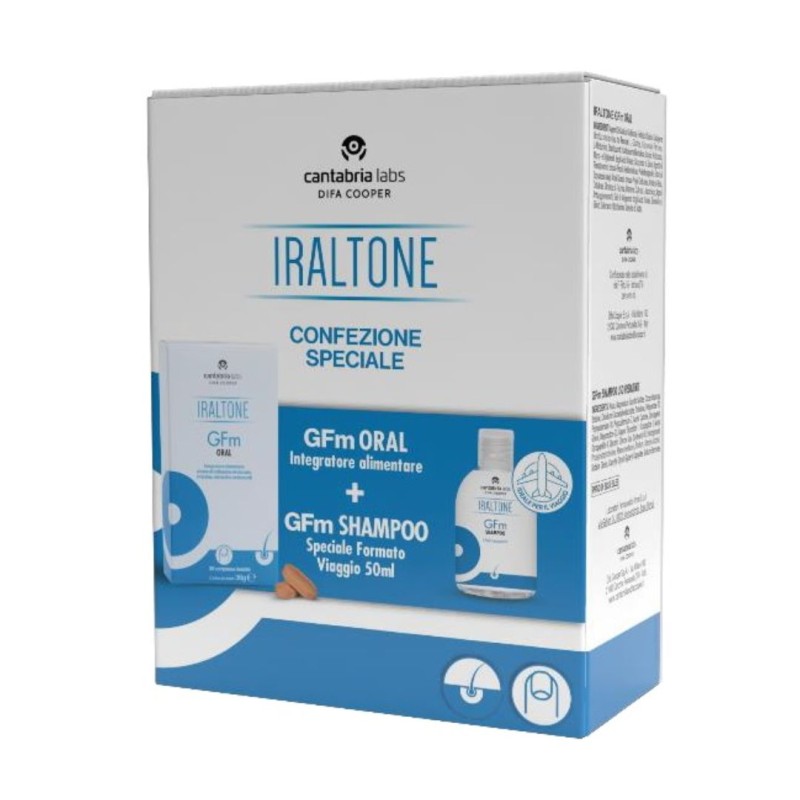 Formato di Iraltone Confezione Speciale Gfm Oral Integratore 30 Capsule + Gfm Shampoo 50 ml Formato di Iraltone Confezione Speciale Gfm Oral Integratore 30 Capsule + Gfm Shampoo 50 ml