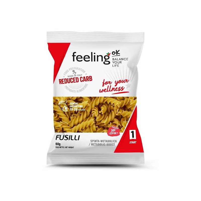 Feeling Ok Fusilli Start pasta proteica per dieta low carb monoporzione 50 g Feeling Ok Fusilli Start pasta proteica per dieta low carb monoporzione 50 g