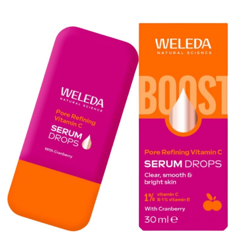 confezione e flacone Weleda Pore Refining Siero Multivitaminico Pori Dilatati e Pelle Impura 30ml