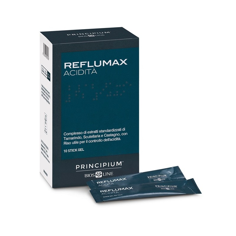Principium Reflumax Acidità Integratore Stick Gel 10x10ml Principium Reflumax Acidità Integratore Stick Gel 10x10ml
