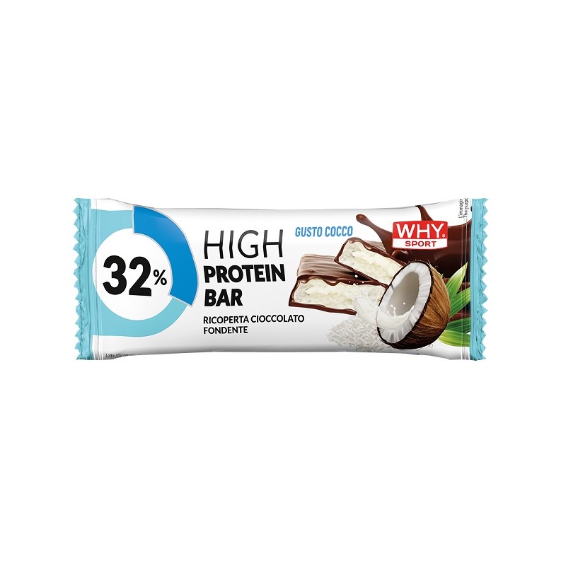 Whysport High Protein Bar Cocco Cioccolato Fondente per Recupero Muscolare Barretta da 50g Whysport High Protein Bar Cocco Cioccolato Fondente per Recupero Muscolare Barretta da 50g