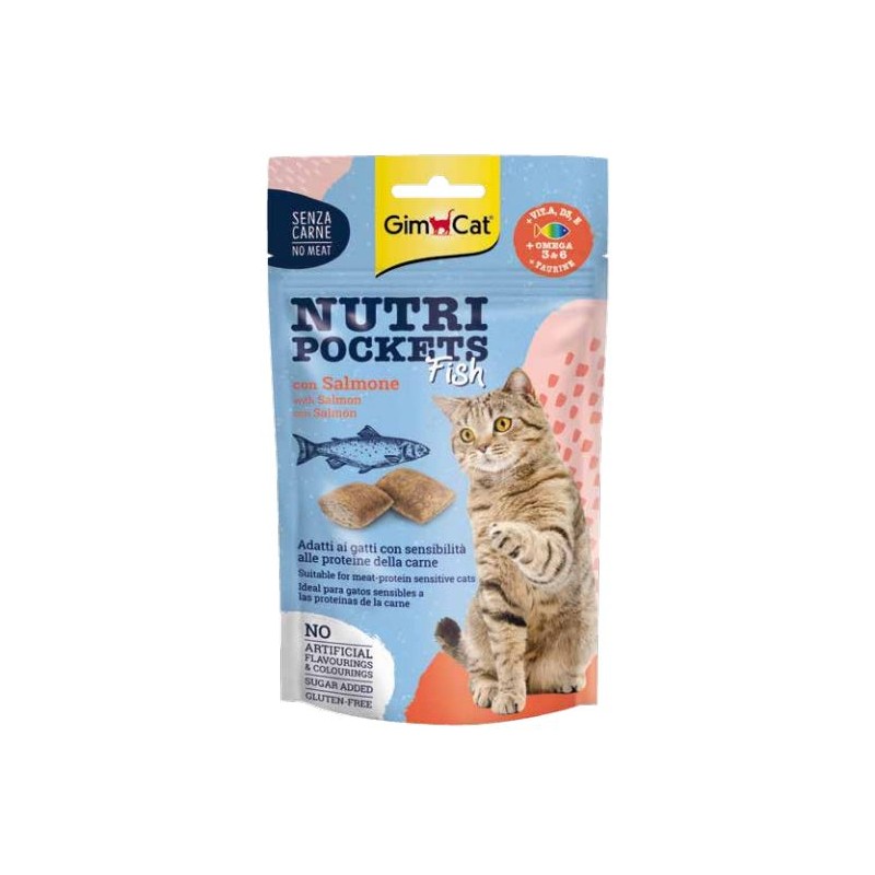 Gimborn Gimcat Nutri Pockets Fish Salmone snack per gatti 60 gr Gimborn Gimcat Nutri Pockets Fish Salmone snack per gatti 60 gr