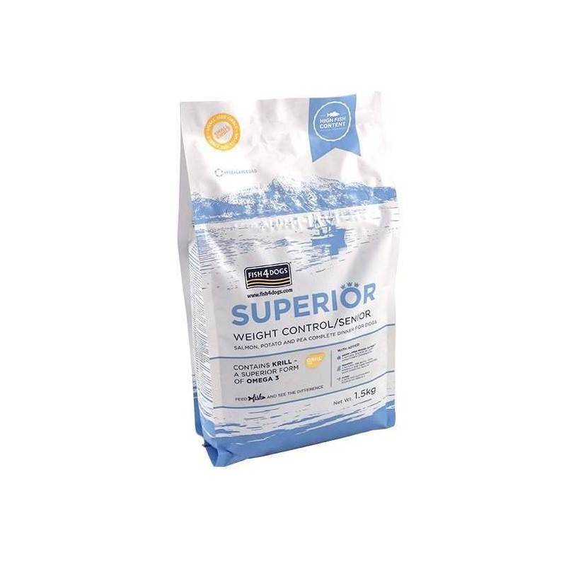 Fish4Dogs Cane Superior Senior Weight Control Small 1,5 kg Crocchette per Cani Anziani e Controllo Peso Fish4Dogs Cane Superior Senior Weight Control Small 1,5 kg Crocchette per Cani Anziani e Controllo Peso