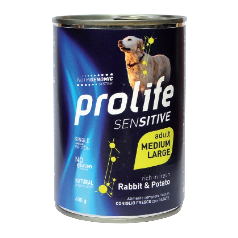Prolife Cane Sensitive Adulto Medium&Large Coniglio & Patate 800g Alimento Completo Cane Prolife Cane Sensitive Adulto Medium&Large Coniglio & Patate 800g Alimento Completo Cane
