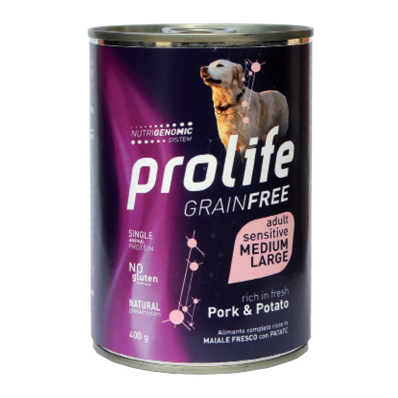 Prolife Cane Grain Free Sensitive Maiale & Patate 800g Alimento Cane Prolife Cane Grain Free Sensitive Maiale & Patate 800g Alimento Cane