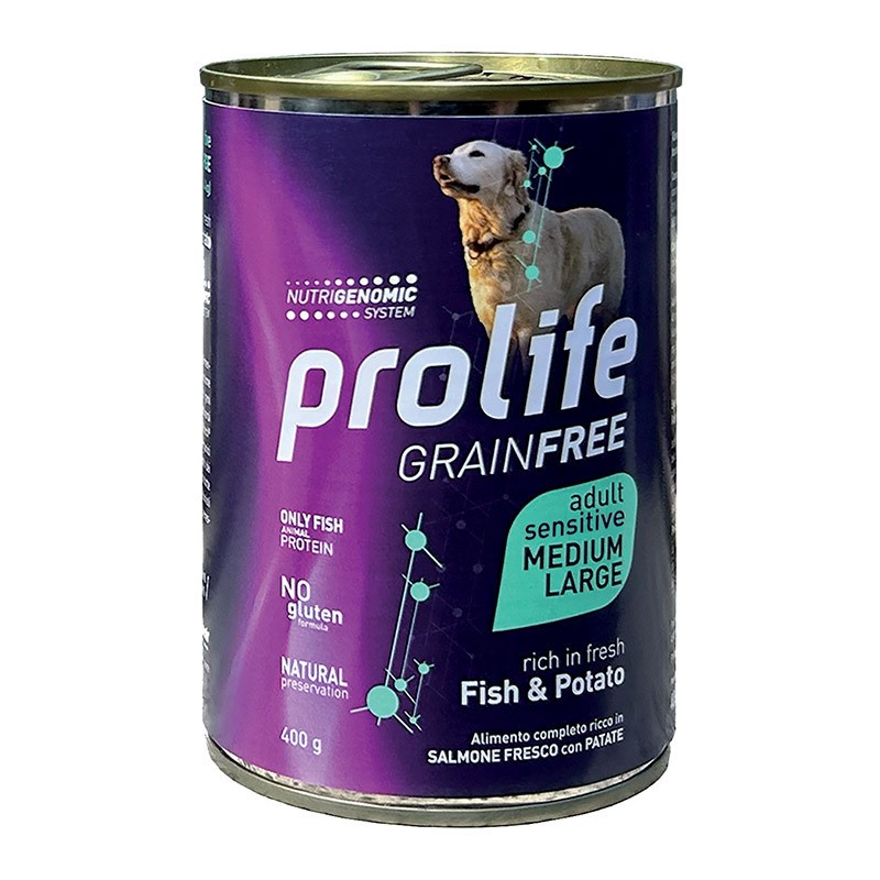Prolife Cane Grain Free Sensitive Salmone Patate 400g Alimento Cane Prolife Cane Grain Free Sensitive Salmone Patate 400g Alimento Cane
