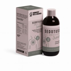 confezione e flacone di FPR Sedotuss Sollievo Junior Sciroppo Tosse Secca per Bambini Frutti Rossi 180ml