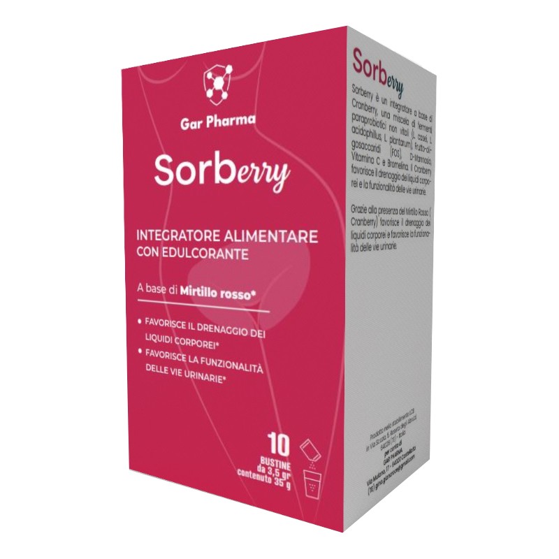 Sorberry integratore vie urinarie con cranberry e D-mannosio 10 bustine da 3,5g Sorberry integratore vie urinarie con cranberry e D-mannosio 10 bustine da 3,5g