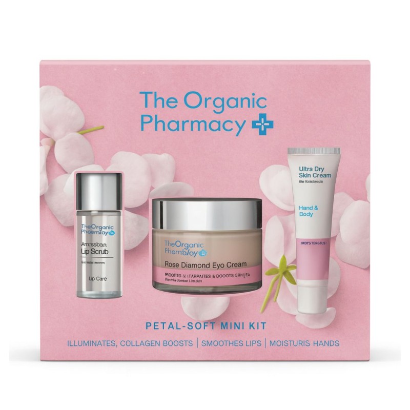 Formato di The Organic Pharmacy Petal Soft Skin Kit Crema Viso 50 ml+ Contorno Occhi 15 ml + Essenza Viso 10 ml