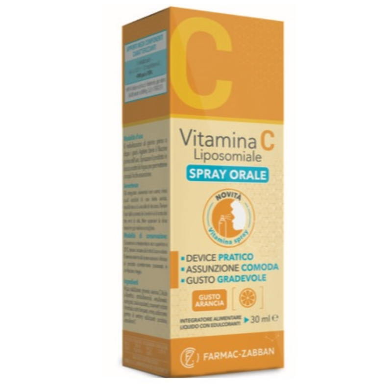 confezione di Farmac-Zabban Vitamina C Liposomiale Integratore Spray 20ml Gusto Arancia confezione di Farmac-Zabban Vitamina C Liposomiale Integratore Spray 20ml Gusto Arancia
