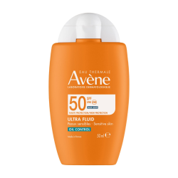 flacone di Avene Ultra Fluid Oil Control Ultra Fluido Opacizzante SPF50+ 50ml