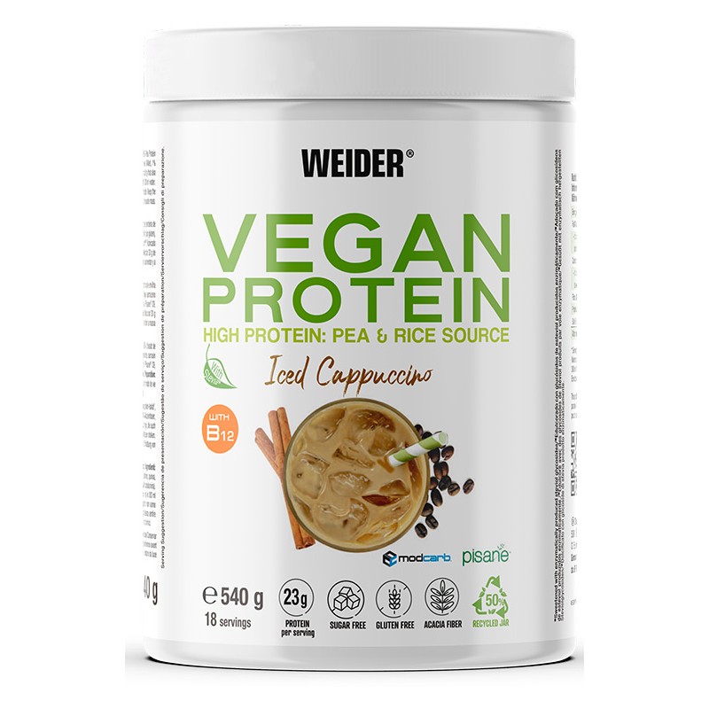 Weider Vegan Protein Cappuccino per Massa Muscolare e Dieta Vegana 540g
