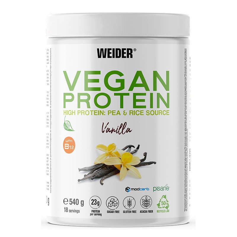 Weider Vegan Protein Vaniglia per Massa Muscolare Barattolo da 540 g