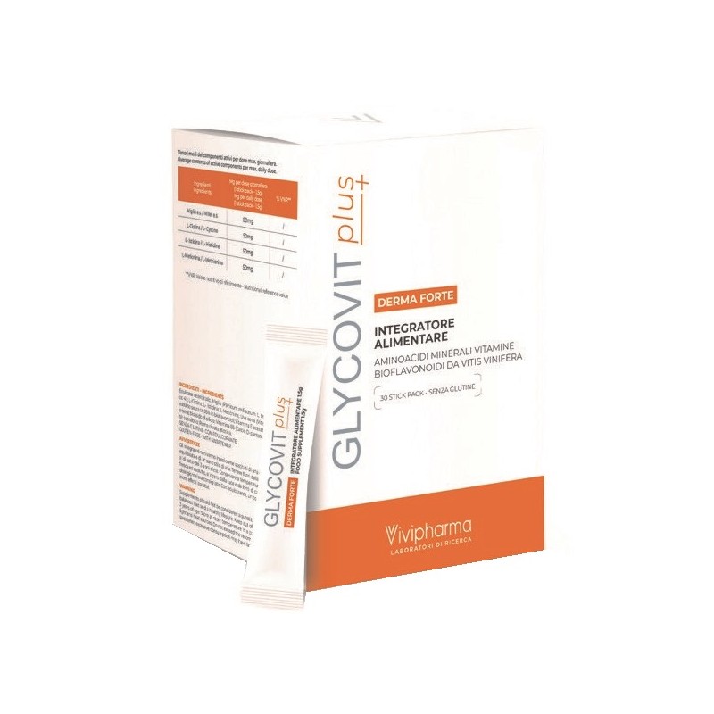 confezione di Glycovit Plus Derma Forte Integratore per Unghie e Capelli 30 Stick