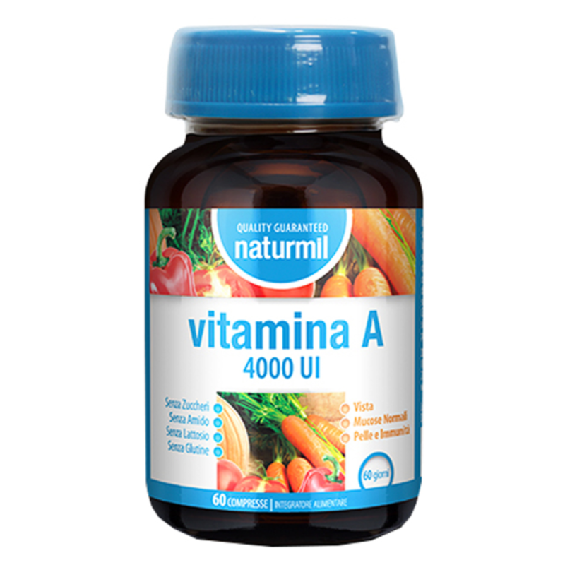 barattolo di Naturmil Vitamina A 4000UI per la Pelle e la Vista 60 Compresse barattolo di Naturmil Vitamina A 4000UI per la Pelle e la Vista 60 Compresse
