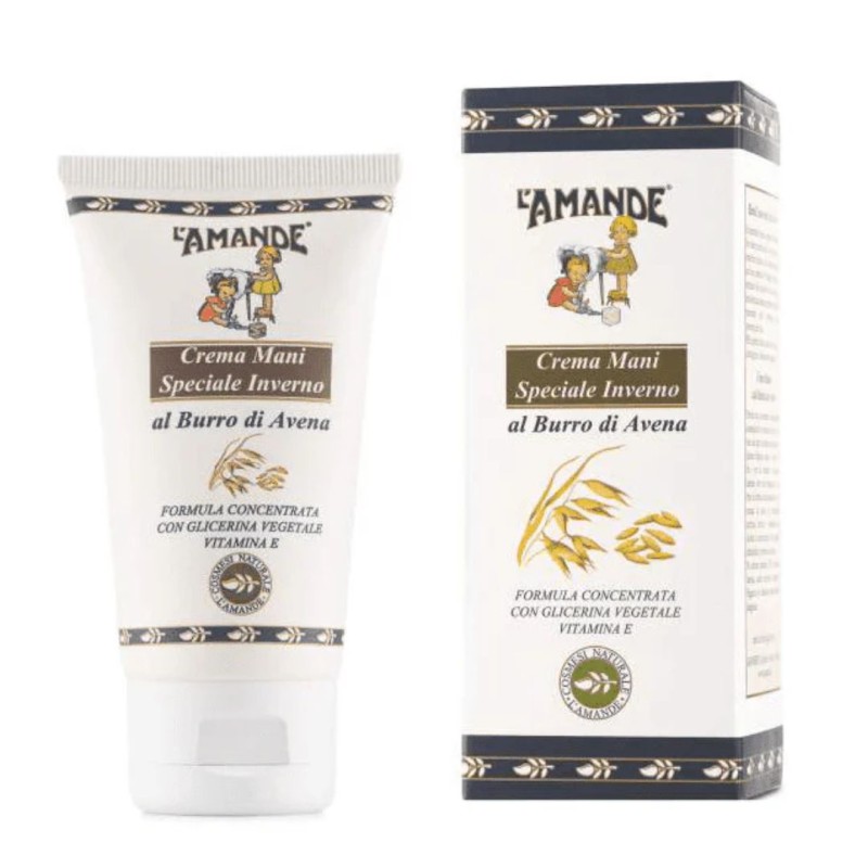 confezione e tubetto di L'Amande Crema Mani Nutriente e Idratante al Burro di Avena 75ml confezione e tubetto di L'Amande Crema Mani Nutriente e Idratante al Burro di Avena 75ml