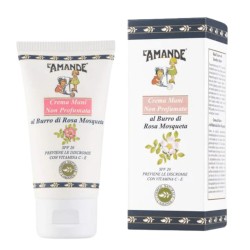 confezione e tubetto di L'Amande Crema Mani Nutriente e Idratante al Burro di Rosa Mosqueta 75ml confezione e tubetto di L'Amande Crema Mani Nutriente e Idratante al Burro di Rosa Mosqueta 75ml