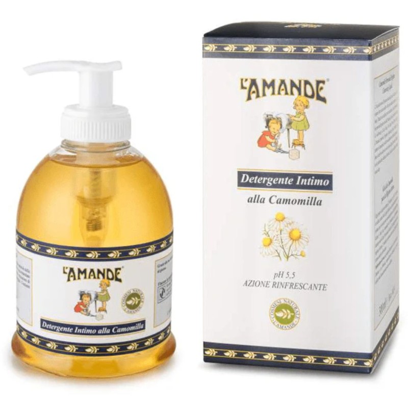 confezione di L'Amande Marseill Detergente Intimo Rinfrescante alla Camomilla 300ml confezione di L'Amande Marseill Detergente Intimo Rinfrescante alla Camomilla 300ml