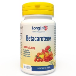 confezione di Longlife Betacarotene 10.000 UI Integratore di Vitamina A 60 Perle confezione di Longlife Betacarotene 10.000 UI Integratore di Vitamina A 60 Perle