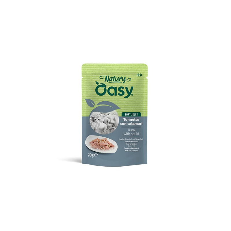 Oasy Wet Cat Natury Soft Jelly Tonnetto Con Calamari 70 g – Alimento complementare per gatti Oasy Wet Cat Natury Soft Jelly Tonnetto Con Calamari 70 g – Alimento complementare per gatti