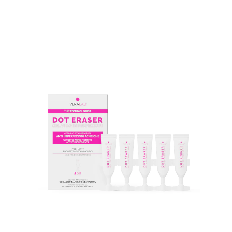 confezione di Veralab Dot Eraser Gel Viso Imperfezioni e Acne 5 Fiale 2ml confezione di Veralab Dot Eraser Gel Viso Imperfezioni e Acne 5 Fiale 2ml