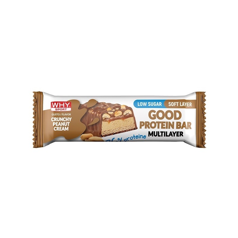 Whysport Good Protein Bar Crunchy Peanut Cream snack proteico senza glutine 45 g Whysport Good Protein Bar Crunchy Peanut Cream snack proteico senza glutine 45 g