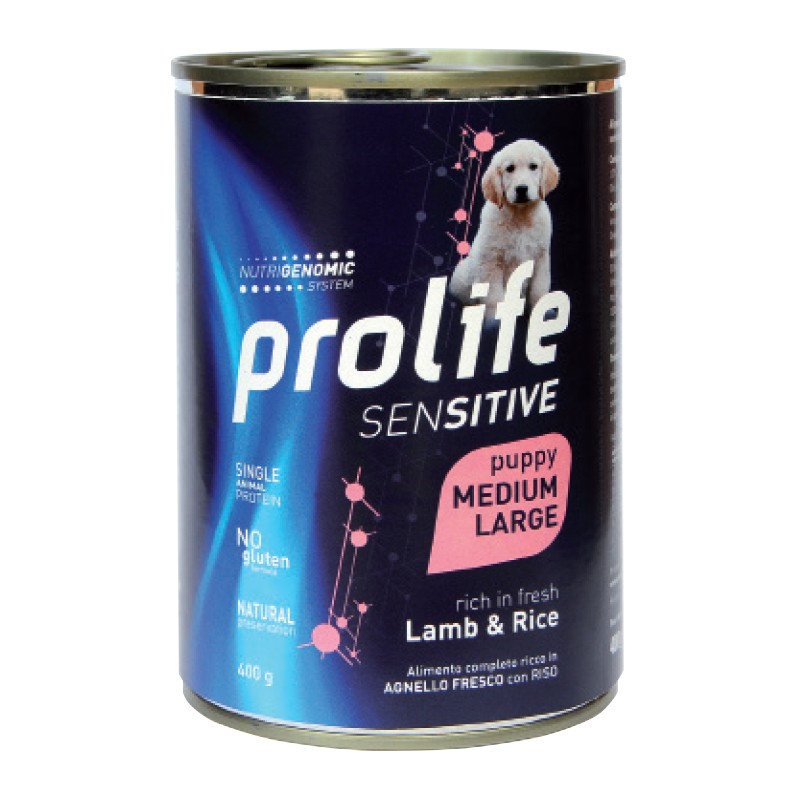 Prolife Cane Sensitive Puppy Medium&Large Agnello & Riso 400g Alimento Cuccioli Prolife Cane Sensitive Puppy Medium&Large Agnello & Riso 400g Alimento Cuccioli