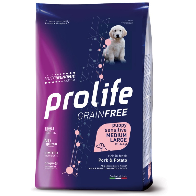 Prolife Cane Grain Free Sensitive Puppy Maiale & Patate 2,5 kg - Alimento completo cuccioli sensibili