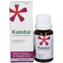confezione e flaconcino di Kaloba Gocce per Raffreddore e Tosse 20ml confezione e flaconcino di Kaloba Gocce per Raffreddore e Tosse 20ml