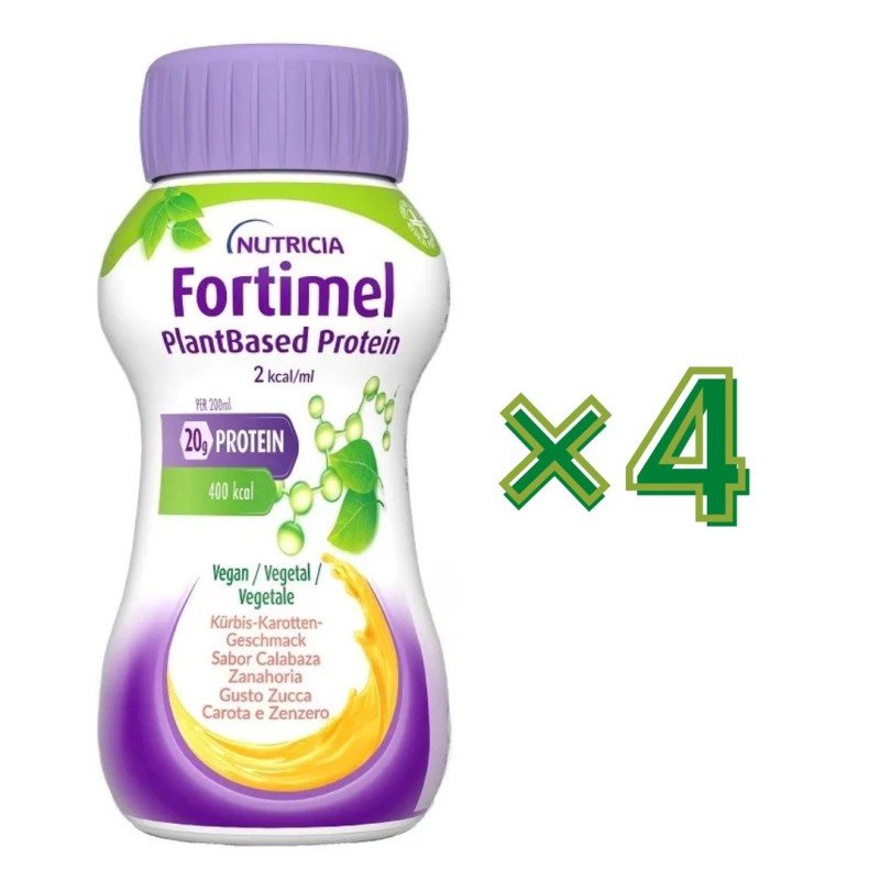 Formato di Fortimel Plantbased Protein Zucca Carota Integratore Proteico Vegetale per Malnutrizione 4x200 ml Formato di Fortimel Plantbased Protein Zucca Carota Integratore Proteico Vegetale per Malnutrizione 4x200 ml