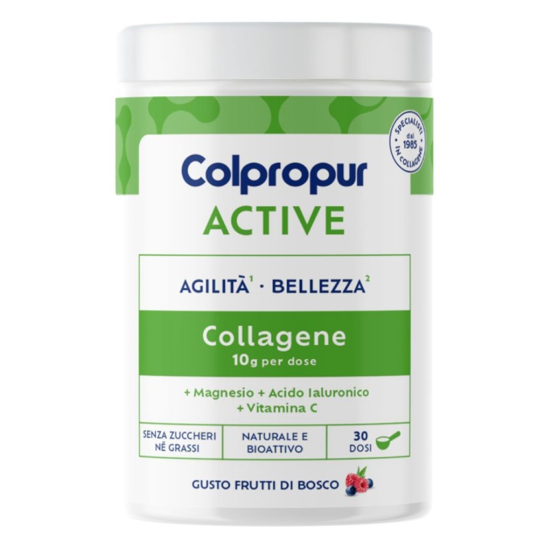 Formato di Colpropur Active Integratore con Collagene Gusto Frutti di Bosco 345gr