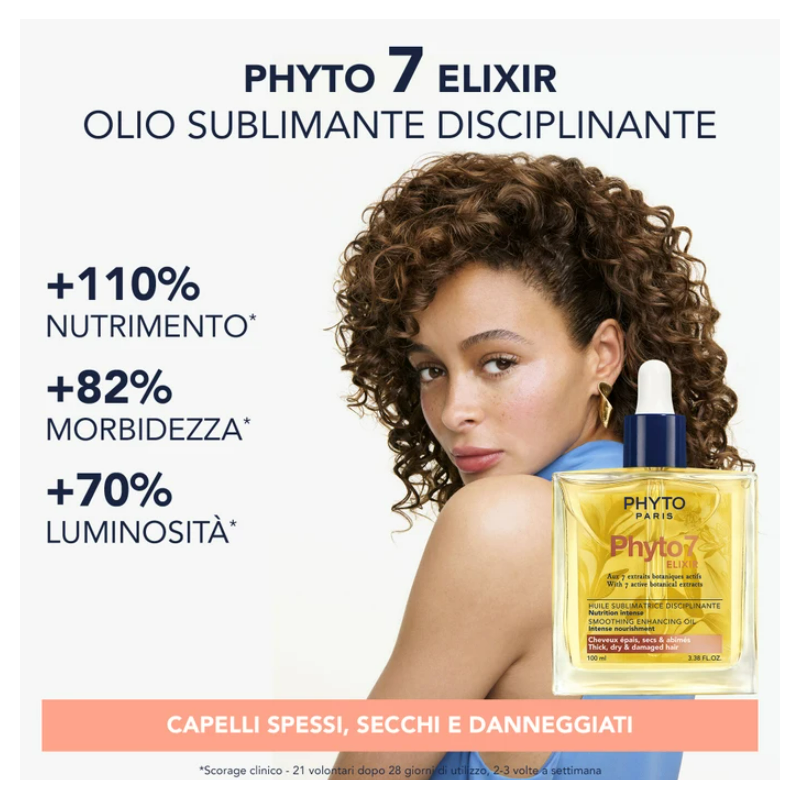 Phyto 7 Elixir Olio Sublimante Disciplinante Capelli Spessi Secchi e Danneggiati 100ml Phyto 7 Elixir Olio Sublimante Disciplinante Capelli Spessi Secchi e Danneggiati 100ml