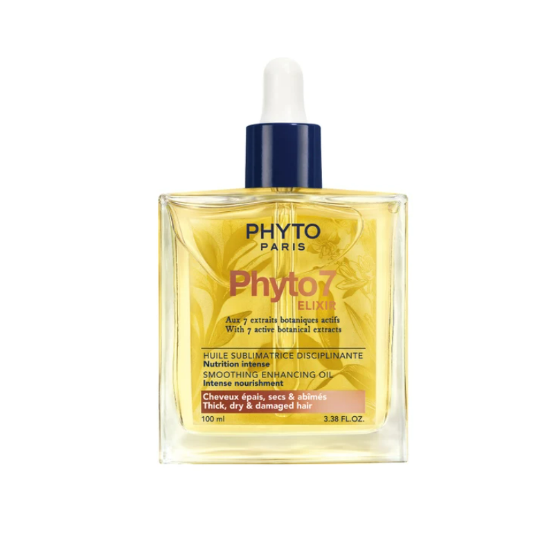 confezione di Phyto 7 Elixir Olio Sublimante Disciplinante Capelli Spessi Secchi e Danneggiati 100ml confezione di Phyto 7 Elixir Olio Sublimante Disciplinante Capelli Spessi Secchi e Danneggiati 100ml