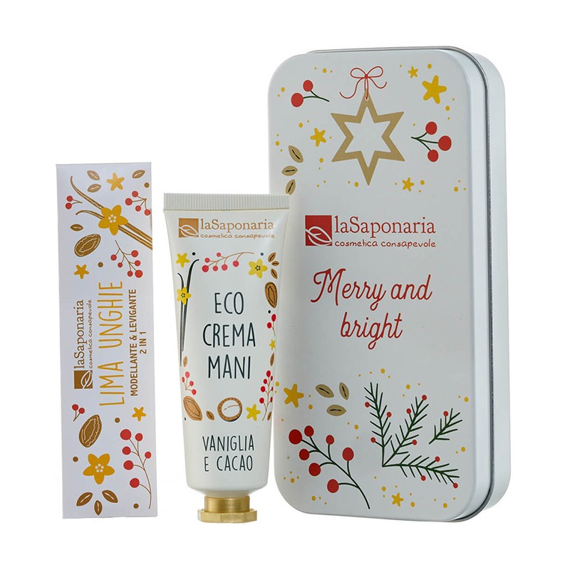La Saponaria Scrigno Crema Vaniglia Cacao kit per Mani e Unghie con Limetta 40ml La Saponaria Scrigno Crema Vaniglia Cacao kit per Mani e Unghie con Limetta 40ml