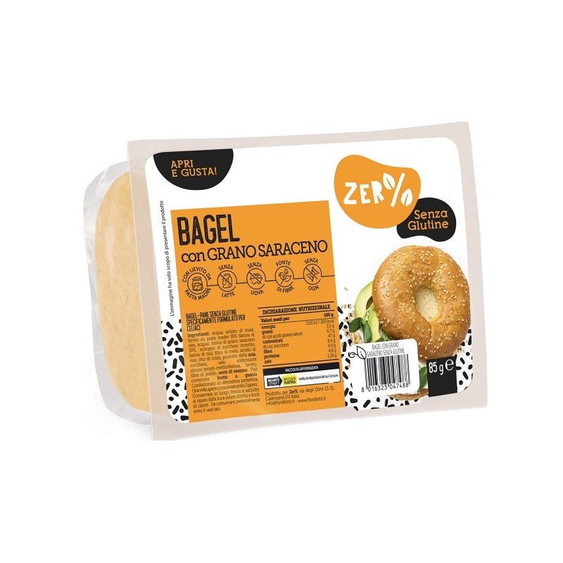Zer% Bagel Grano Saraceno per Colazione e Spuntini Senza Glutine Monoporzione 85 g