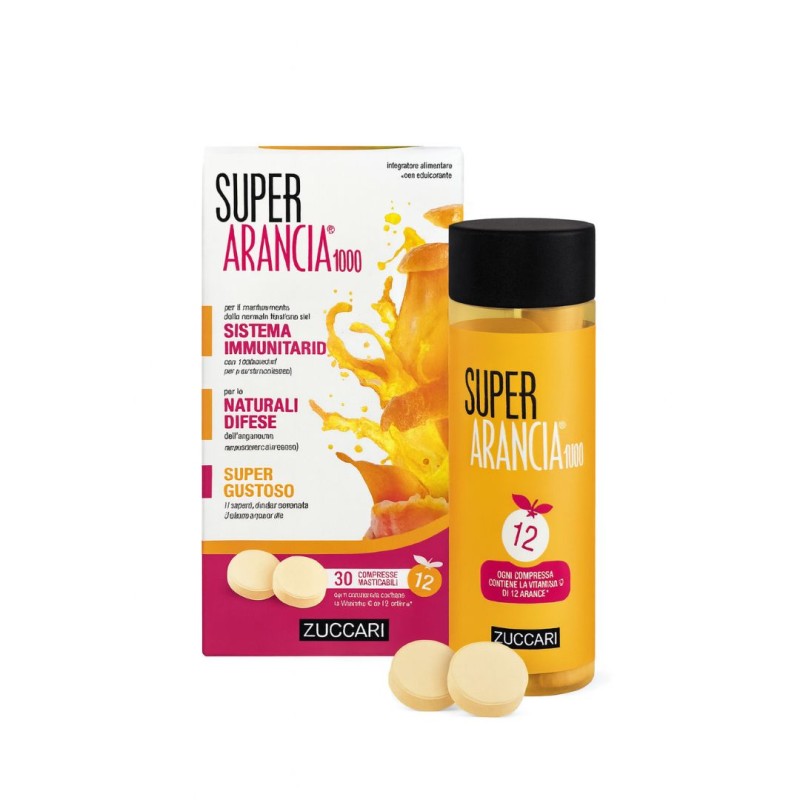 Formato di Super Arancia 1000 integratore per difese immunitarie 30 compresse masticabili Formato di Super Arancia 1000 integratore per difese immunitarie 30 compresse masticabili