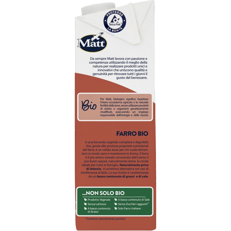 Matt Farro Bio Latte di Farro Vegetale Senza Lattosio 1 Litro